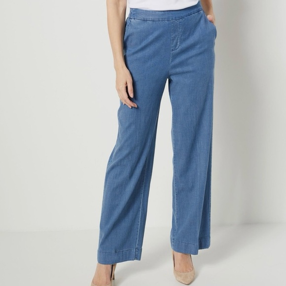 NWT Isaac Mizrahi True Denim Chambray Pull-On Pants - Picture 1 of 1